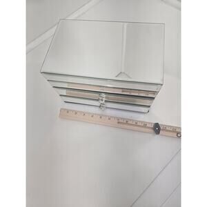Decorative Mirrored Glass Jewelry Box 3 Drawer Organizer Crystal Handles